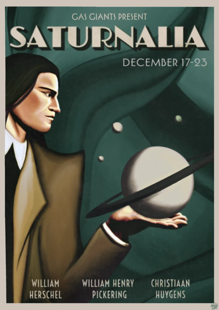 Vintage-inspired poster of Saturn, Saturnalia, Art Deco, poster design