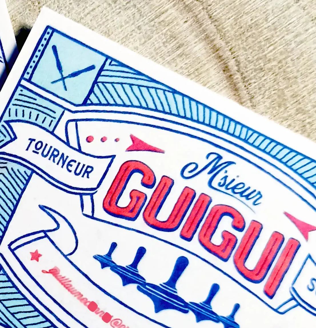 Vintage-inspired business card for a small wood-turning business